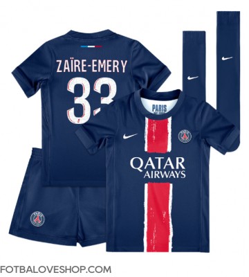 Paris Saint-Germain Warren Zaire-Emery #33 Dětské Domácí Dres 2024-25 Krátký Rukáv (+ trenýrky)